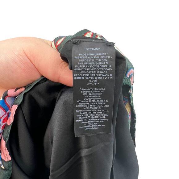 Tory Burch Floral Longsleeve Silk Twill Shift Dress Black Mountain Floral Size 0 - Picture 13 of 15